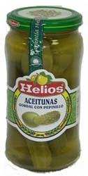 Оливки на огурчиках Aceitunas gordal con pepenillo "Helios" с/б, 345г