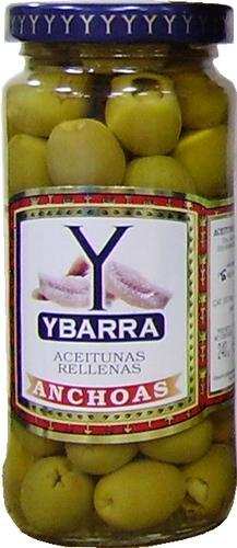 Оливки YBARRA зеленые с анчоусом с/б, 240г.