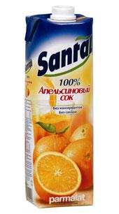 Сок апельсиновый SANTAL 100%, 1000мл