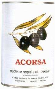 Маслины ACORSA черные с косточкой крупные ж/б, 4100г.