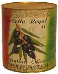 Итальянские черные маслины СERIGNOLA с косточкой, ж/б, 2950г.
