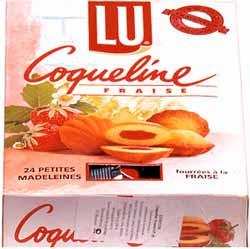 Печенье сдобное Cogueline Fraise с клубничной начинкой "LU", 165г