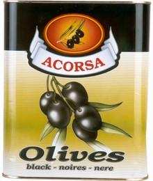 Оливки ACORSA черные с косточкой крупные ж/б, 8000г.