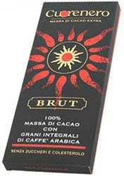 Горький шоколад с кофейными зёрнами Арабика Brut 100% cacao "Cuorenero", 80г
