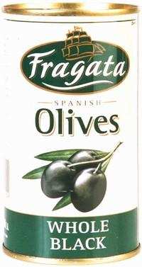 Оливки Fragata черные с косточкой ж/б, 350г.