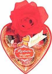 Шоколадные конфеты Мozart подарочный набор Сердечко с шёлковой розой, 60г