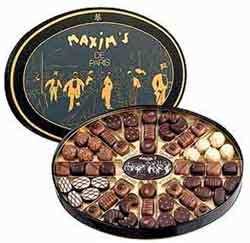 Шоколадные конфеты Maxim's ассорти в овальной темной жестяной коробке, 630г