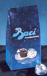 Шоколадные конфеты с целыми и дробленными лесными орехами "Baci" Perugina в картонном пакете, 200г
