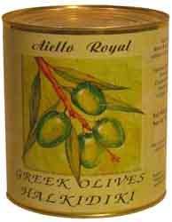 Греческие зеленые оливки HALKIDIKI с косточкой, ст/б, 2950г.