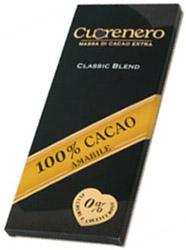 Горький классический шоколад Classic Blend 100% cacao "Cuorenero", 100г
