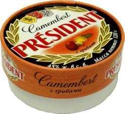 Сыр Камамбер Президент 60% с шампиньонами 120г.